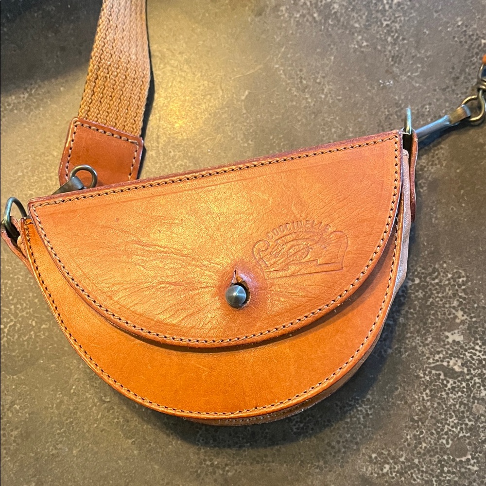 Vintage Occinelle Tan Leather Crossbody Saddle Bag